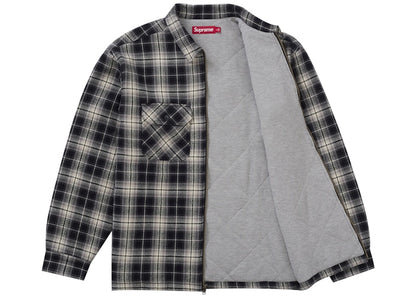Supreme Thermal Lined Zip Up Flannel Shirt Black