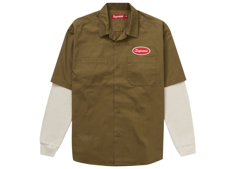 Supreme Thermal Sleeve Work Shirt Olive