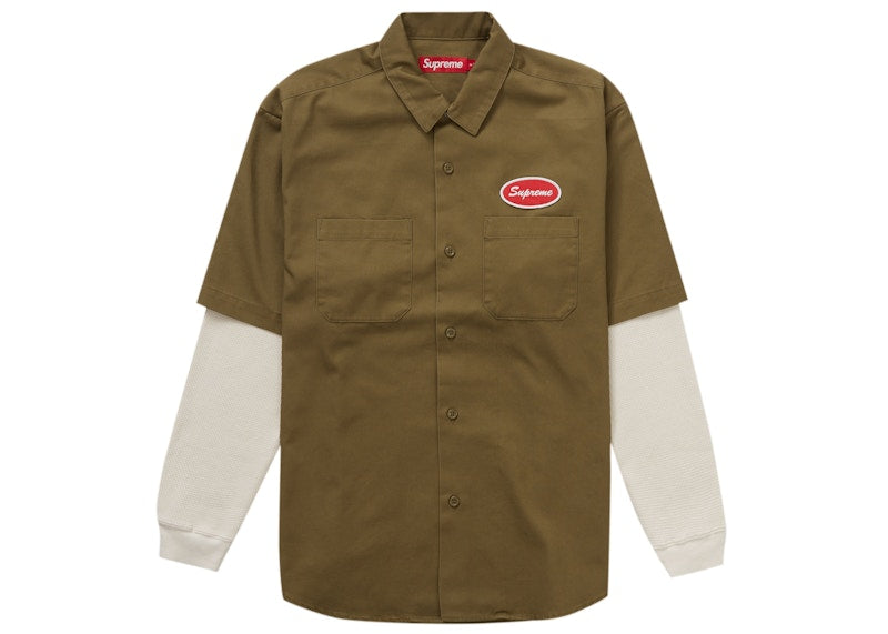 Supreme Thermal Sleeve Work Shirt Olive