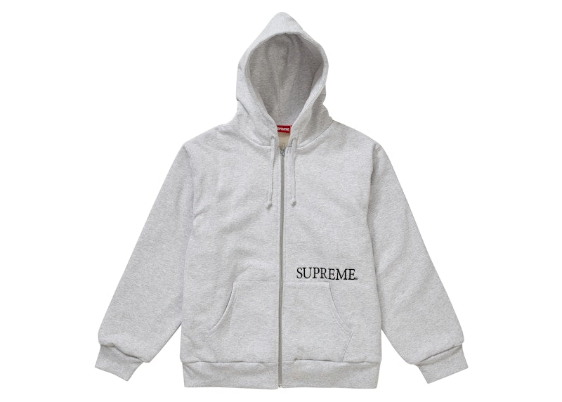 Supreme Thermal Zip Up Hooded Sweatshirt Ash Grey