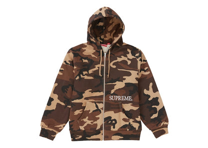 Supreme Thermal Zip Up Hooded Sweatshirt Brown Camo