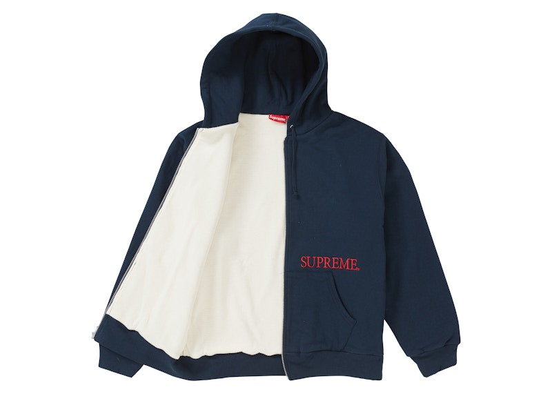 Supreme Thermal Zip Up Hooded Sweatshirt Navy