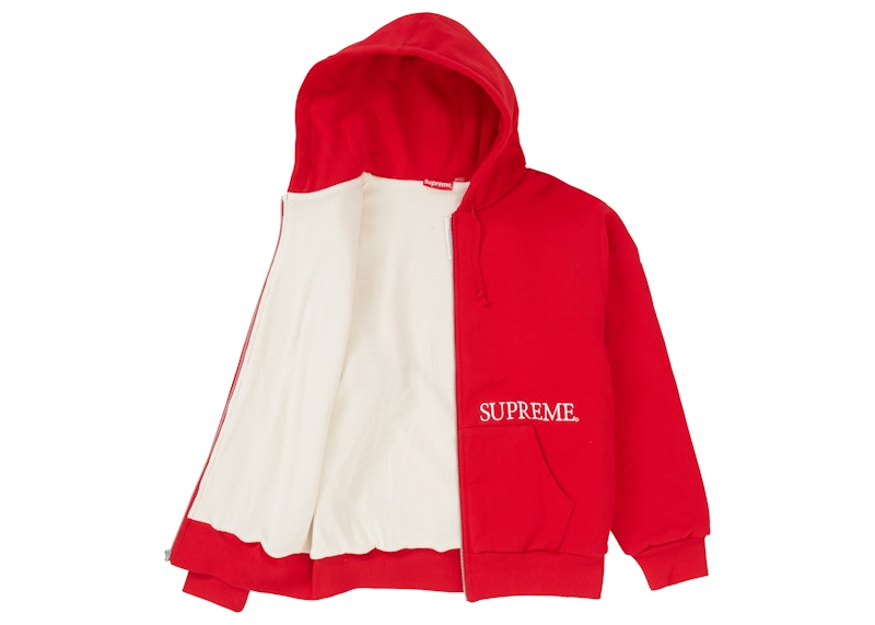 Supreme Thermal Zip Up Hooded Sweatshirt Red