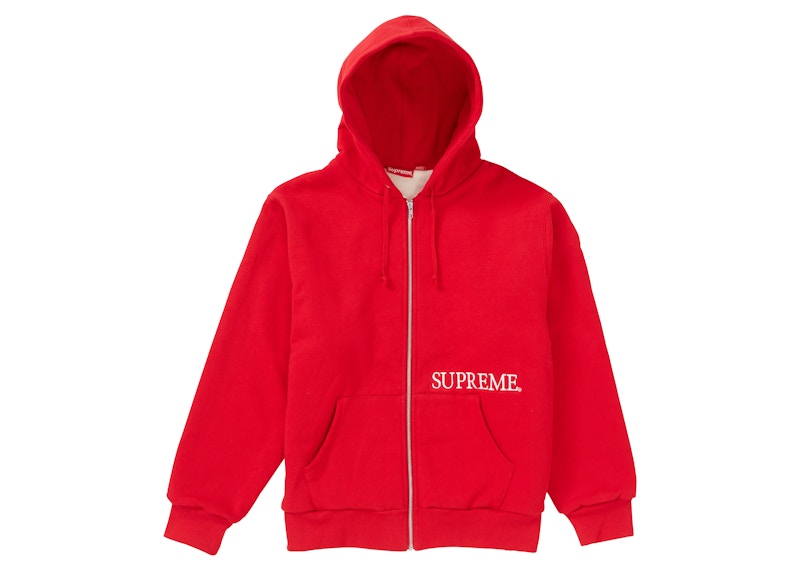 Supreme Thermal Zip Up Hooded Sweatshirt Red
