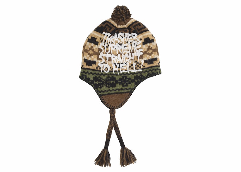 Supreme Thrasher Earflap Beanie Brown