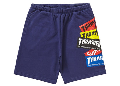 Supreme Thrasher Multi Logo Sweatshort Washed Navy