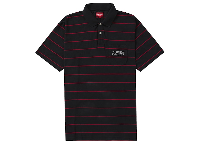 Supreme Thrasher Stripe Polo Black