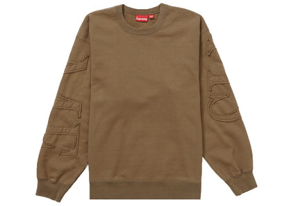 Supreme Tonal Applique Crewneck Olive Brown