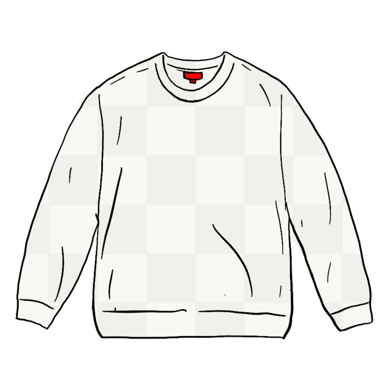 Supreme Tonal Checkerboard Small Box Sweater White