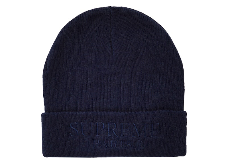 Supreme Tonal Logo Beanie Navy