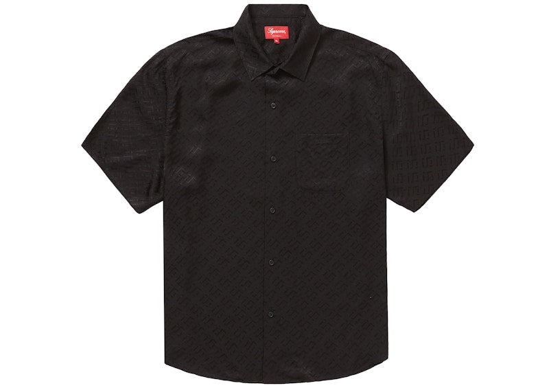 Supreme Tonal Monogram Silk S/S Shirt Black