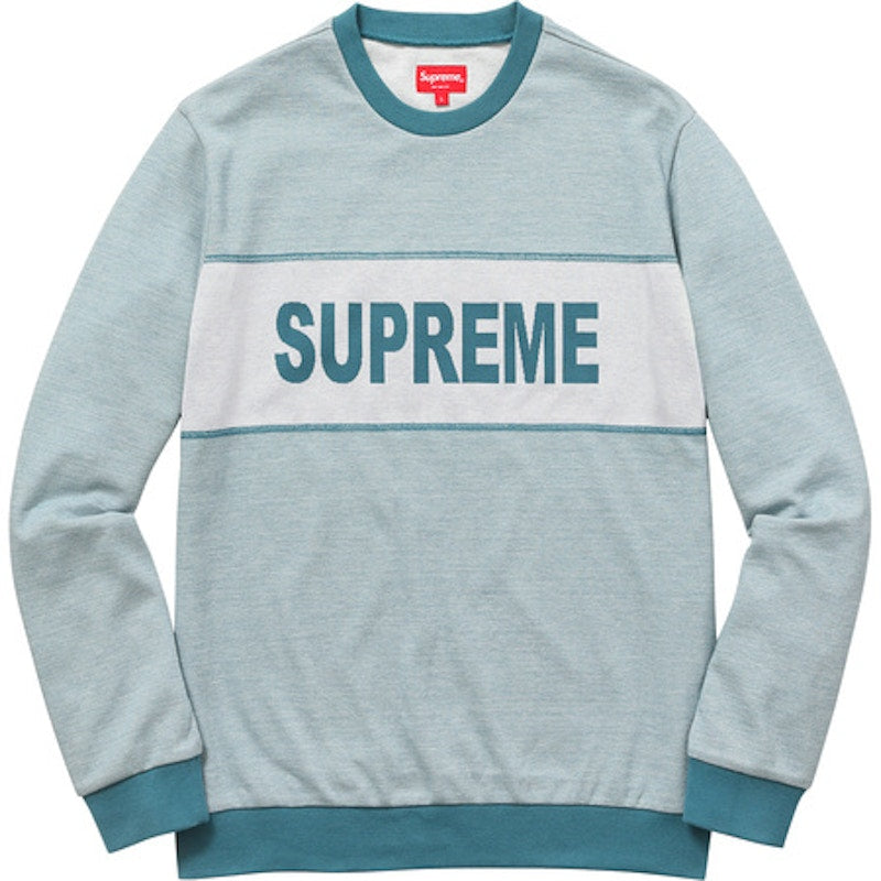 Supreme Tonal Stripe Logo Crewneck Teal