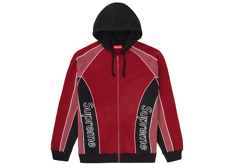 Supreme Track Paneled Zip Up Hooded Sweatshirt Cardinal