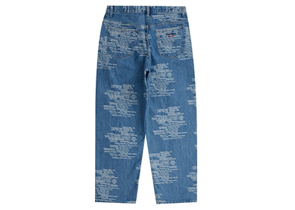 Supreme Trademark Jacquard Baggy Jean Washed Blue