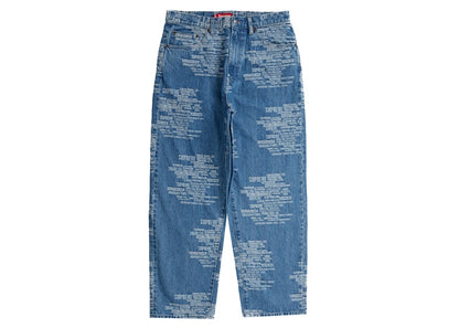 Supreme Trademark Jacquard Baggy Jean Washed Blue