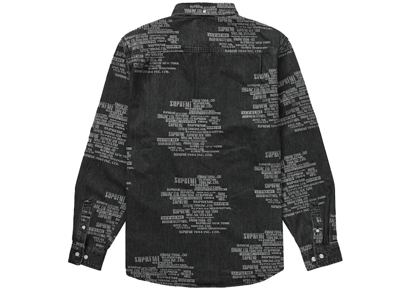 Supreme Trademark Jacquard Denim Shirt Washed Black