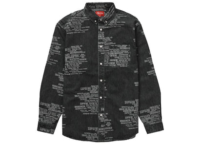 Supreme Trademark Jacquard Denim Shirt Washed Black