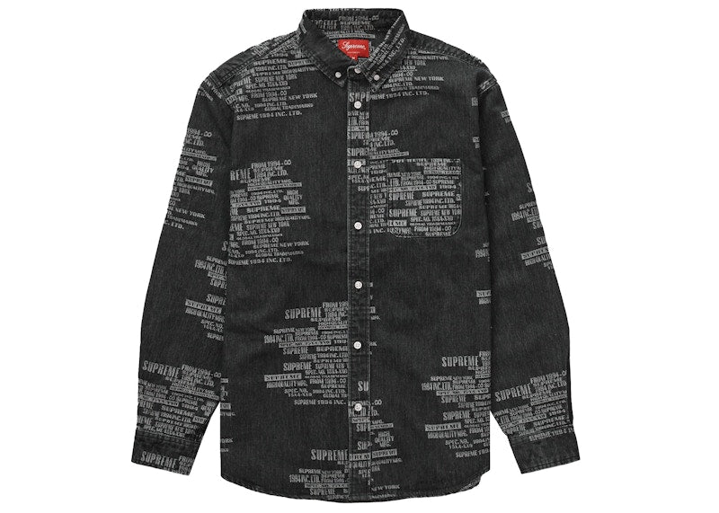 Supreme Trademark Jacquard Denim Shirt Washed Black
