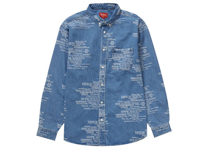 Supreme Trademark Jacquard Denim Shirt Washed Blue