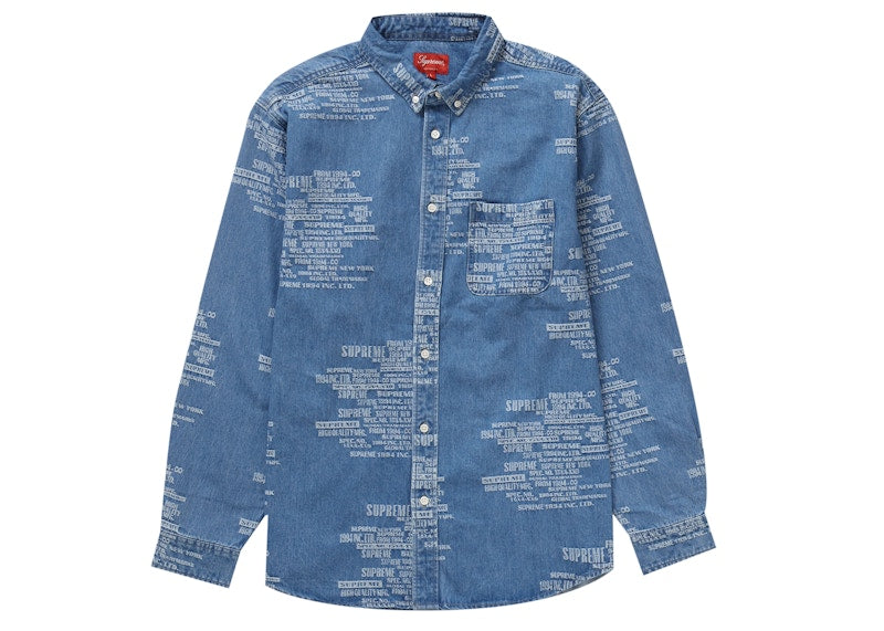 Supreme Trademark Jacquard Denim Shirt Washed Blue