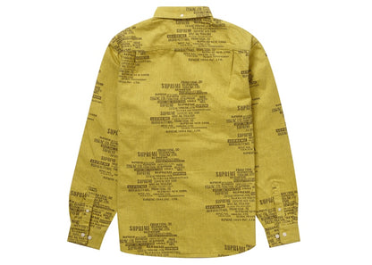 Supreme Trademark Jacquard Denim Shirt Washed Yellow