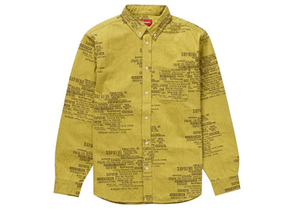 Supreme Trademark Jacquard Denim Shirt Washed Yellow