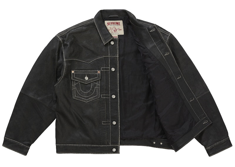 Supreme True Religion Leather Trucker Jacket Black