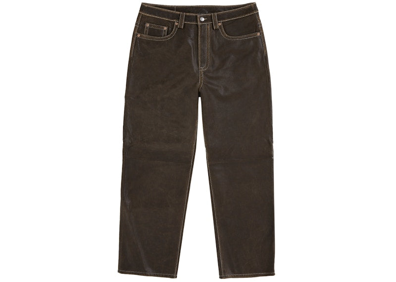 Supreme True Religion Loose Fit Leather Pant Brown