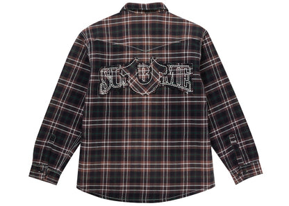Supreme True Religion Quilted Lined Plaid Flannel Shirt Black