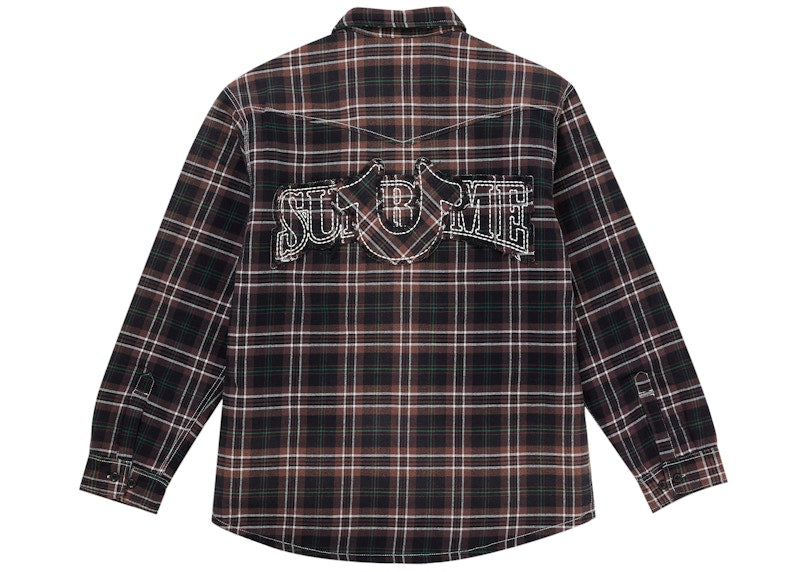 Supreme True Religion Quilted Lined Plaid Flannel Shirt Black