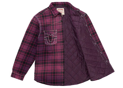 Supreme True Religion Quilted Lined Plaid Flannel Shirt Purple