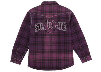 Supreme True Religion Quilted Lined Plaid Flannel Shirt Purple