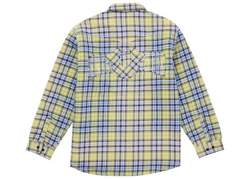 Supreme True Religion Quilted Lined Plaid Flannel Shirt Yellow