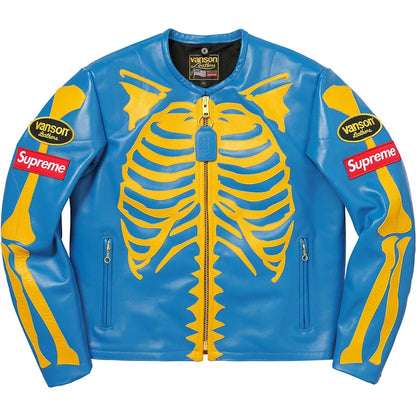 Supreme Vanson Leather Bones Jacket Blue