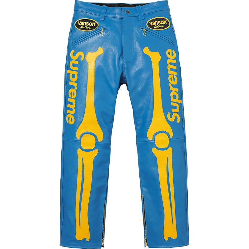 Supreme Vanson Leather Bones Pant Blue