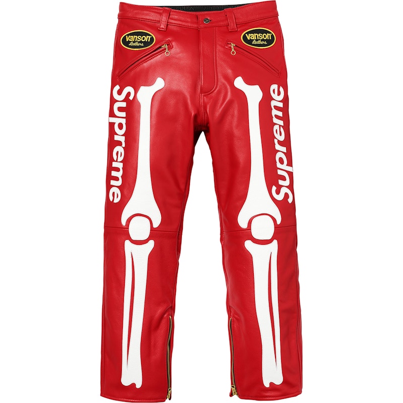 Supreme Vanson Leather Bones Pant Red