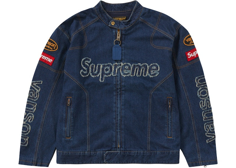 Supreme Vanson Leathers Cordura Denim Jacket Blue