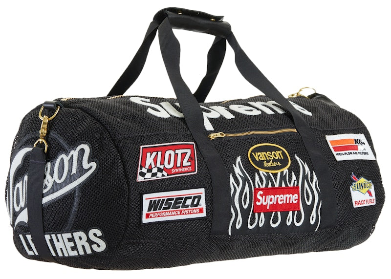 Supreme Vanson Leathers Cordura Mesh Duffle Bag Black