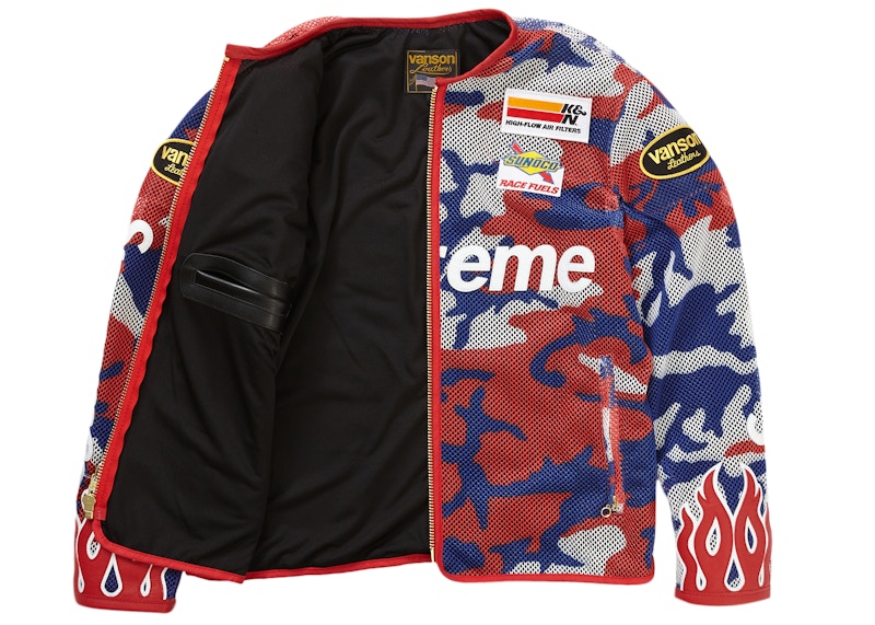 Supreme Vanson Leathers Cordura Mesh Jacket Red Camo