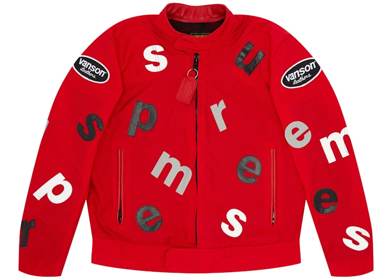 Supreme Vanson Leathers Letters Cordura Jacket Red