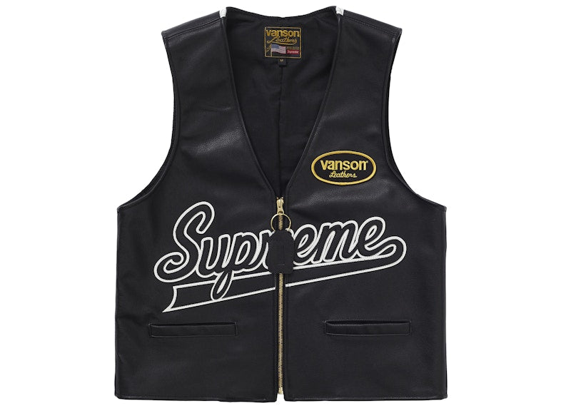 Supreme Vanson Leathers Spider Web Vest Black