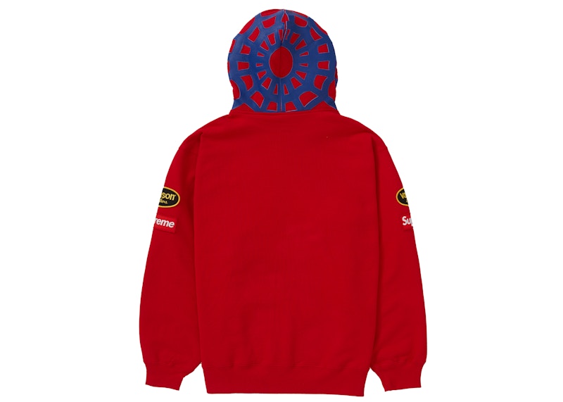 Supreme Vanson Leathers Spider Web Zip Up Hooded Sweatshirt Red