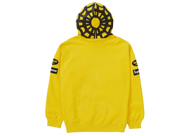 Supreme Vanson Leathers Spider Web Zip Up Hooded Sweatshirt Yellow