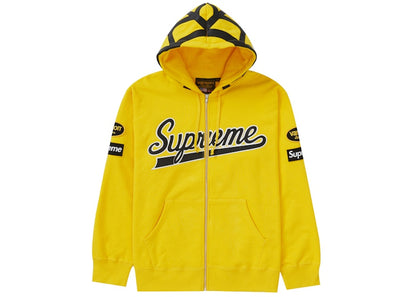 Supreme Vanson Leathers Spider Web Zip Up Hooded Sweatshirt Yellow