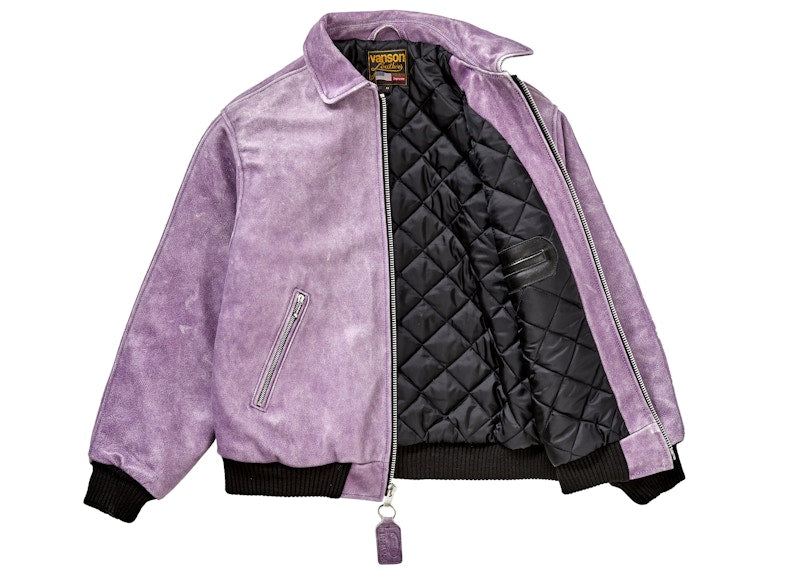 Supreme Vanson Leathers Worn Leather Jacket Dark Purple