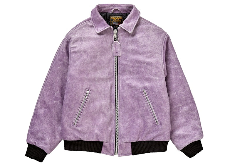 Supreme Vanson Leathers Worn Leather Jacket Dark Purple