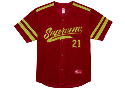 Supreme Velour Baseball Jersey Red