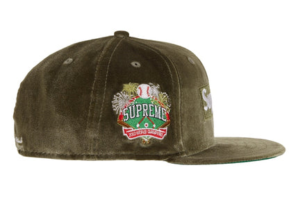Supreme Velour Box Logo New Era Olive