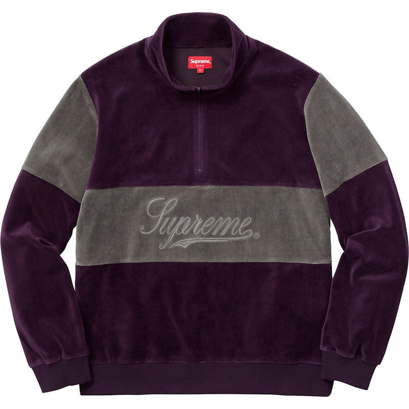 Supreme Velour Half Zip Pullover Purple