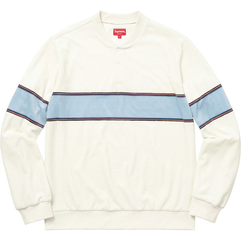 Supreme Velour Snap Henley White